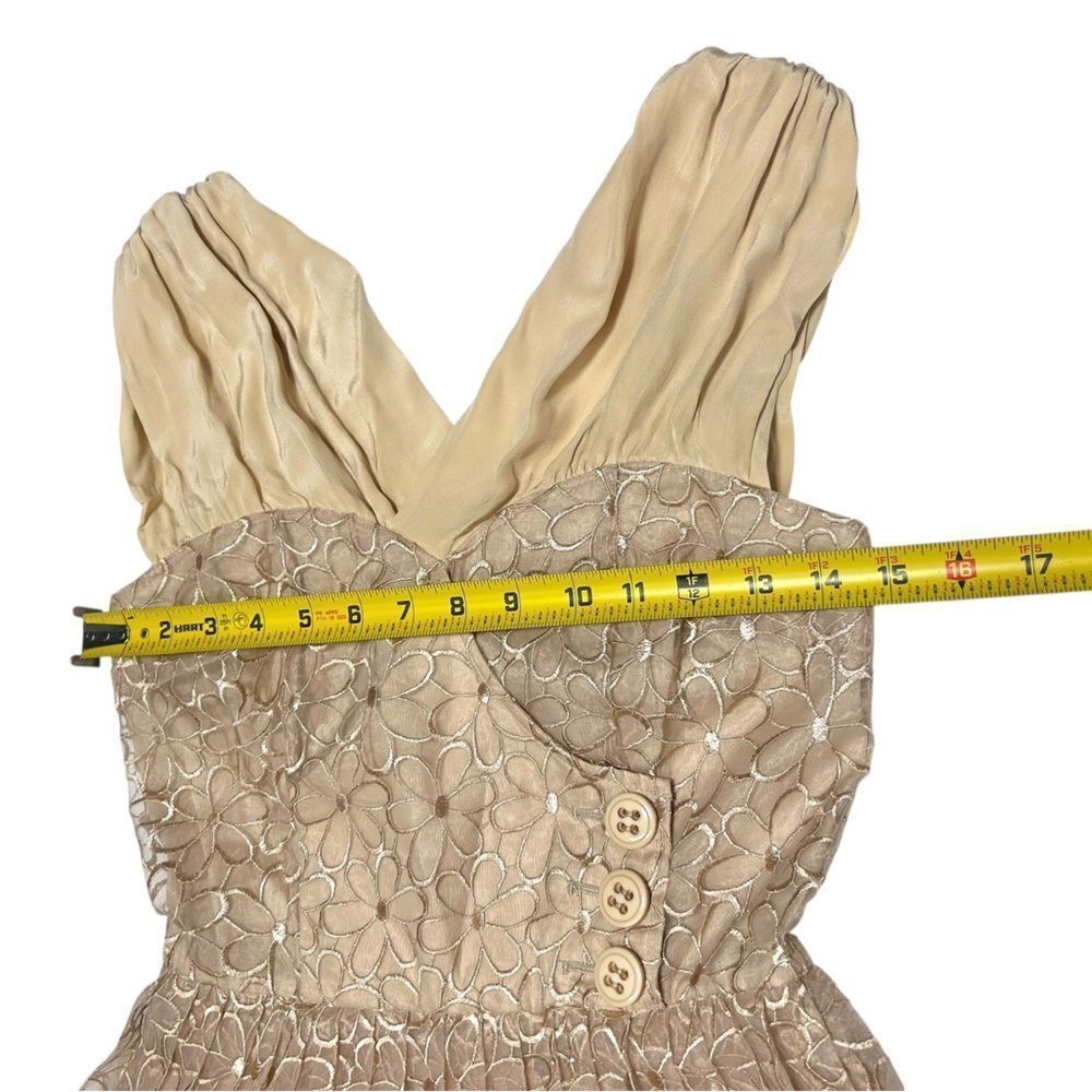 Anthropology Frock! By Tracy Reese Nude Gold Floral Fit and Flare Mini dress - Picture 9 of 11